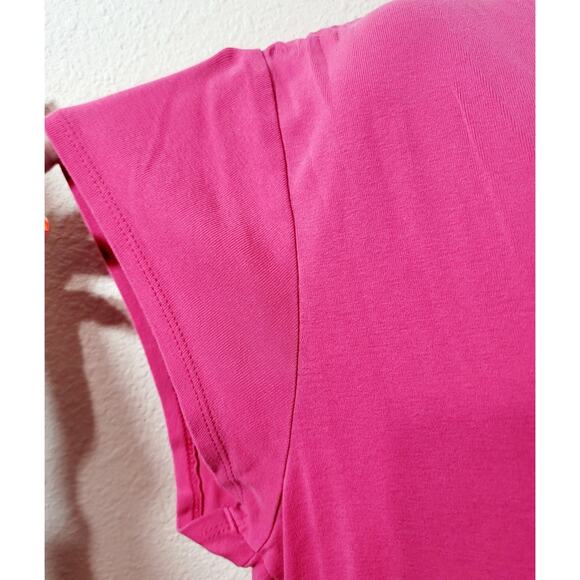 Chico's Pink V Neck Short Capped Sleeves Top 2 Large 12 14 Lightweight Soft - Picture 6 of 6